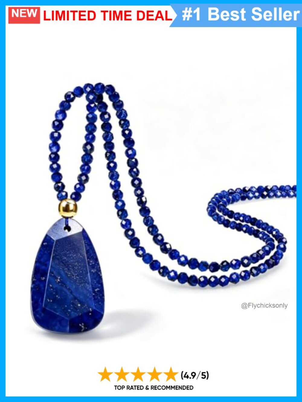 Natural Stone Beaded Boho Necklace 28 Inch Handmade Pendant Necklace
